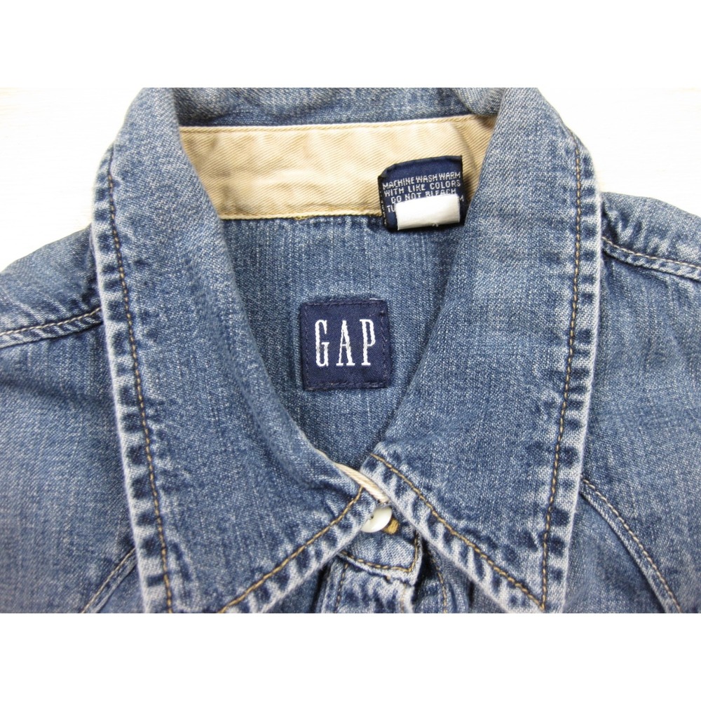 Vintage Y2K GAP Denim Shirt Women's (M) Pearl Snap Long Sleeve Western - Picture 7 of 13